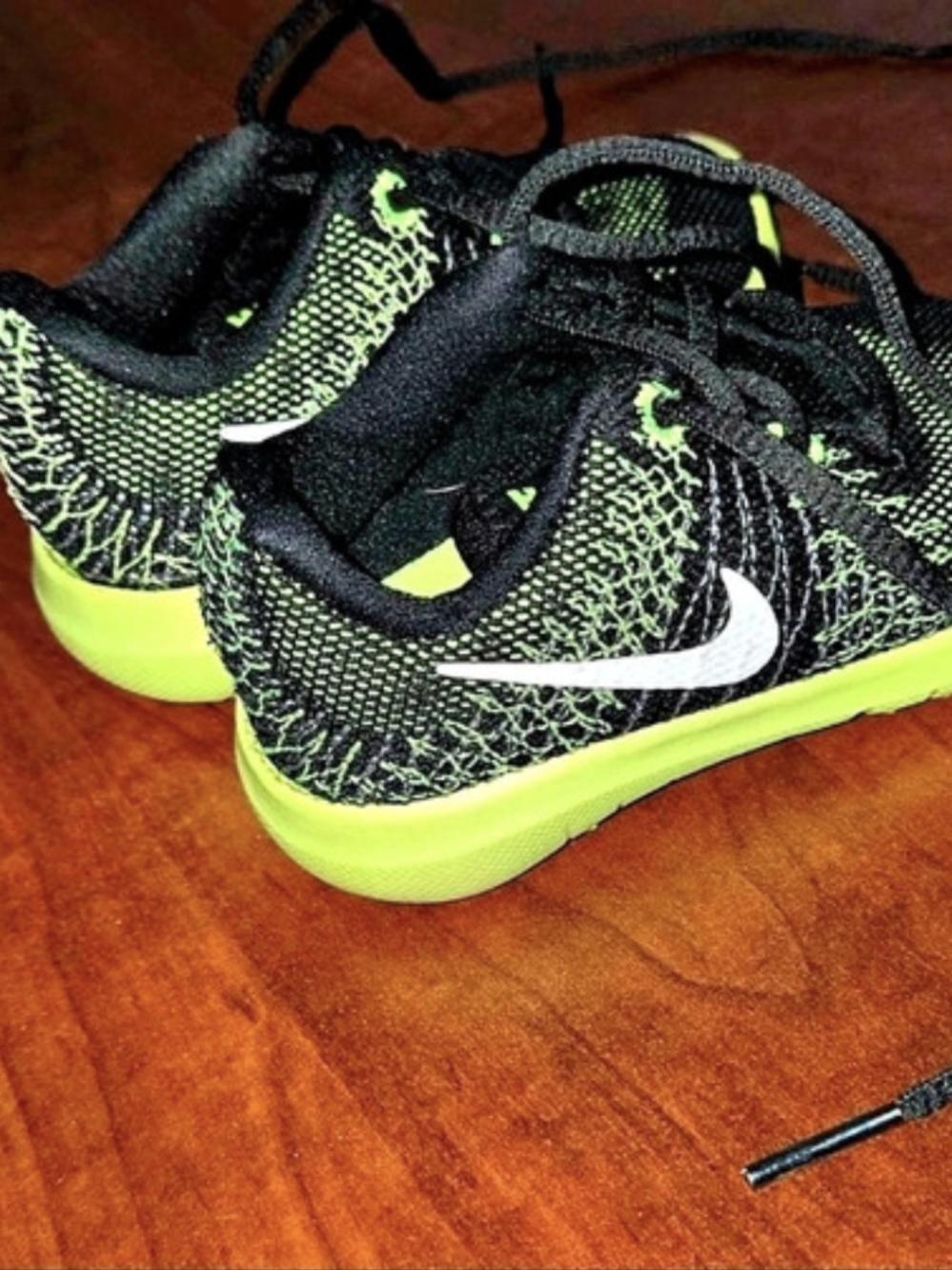 Nike Free RN 2014 Kids Sneakers Black & Green US 4C